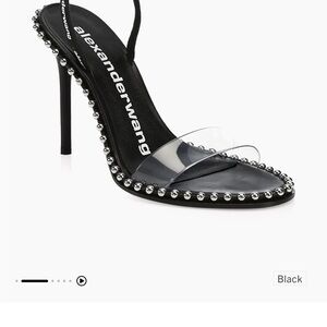 Alexander Wang Black Studded Clear-Trim High Heel Sandal